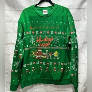 M&M Christmas sweatshirt‎ green size XL